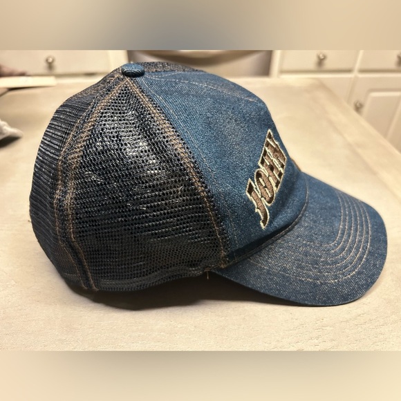 John Deere Denim Trucker Hat Mesh Snapback "Mark of Quality" Logo Baseball Cap - Picture 11 of 12
